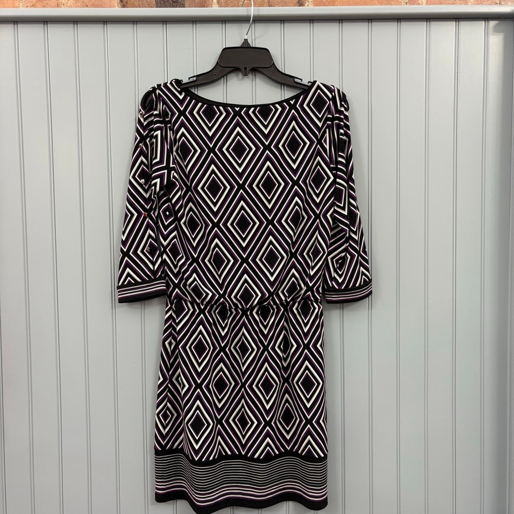 White House Black Market Long Sleeve Dress XS Black Purple